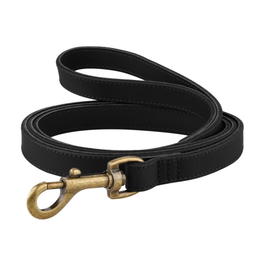Поводок для собак кожаный BronzeDog Antiq черный