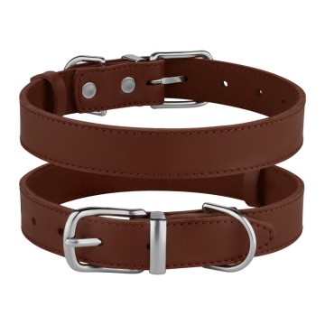 Нашийник для Собак Шкіряний Barksi BronzeDog Classic з Хромованою Фурнітурою Коричневий