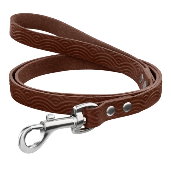 Поводок для Собак Кожаный Barksi BronzeDog Classic с тиснением Коричневый