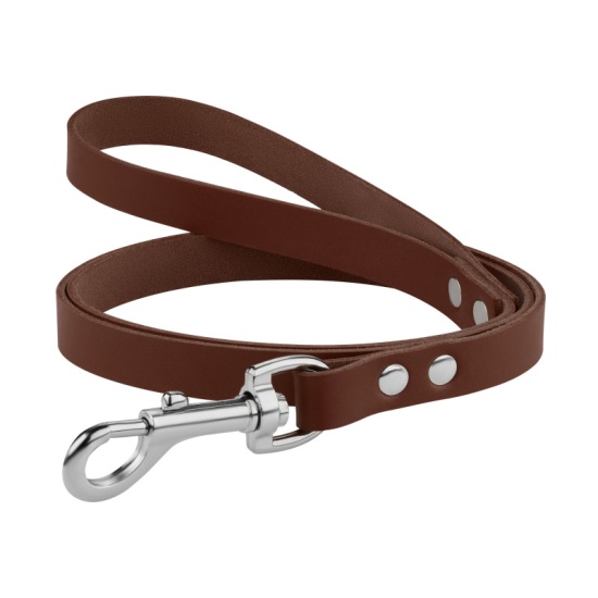 Поводок для Собак Кожаный Barksi BronzeDog Classic с Хромированной Фурнитурой Коричневый