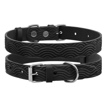 Нашийник для Собак Шкіряний Barksi BronzeDog Classic з тисненням Чорний