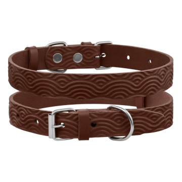 Нашийник для Собак Шкіряний Barksi BronzeDog Classic з тисненням Коричневий