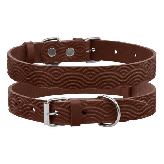 Нашийник для Собак Шкіряний Barksi BronzeDog Classic з тисненням Коричневий