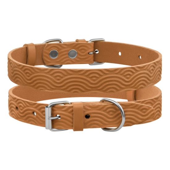 Нашийник для Собак Шкіряний Barksi BronzeDog Classic з тисненням Гірчичний