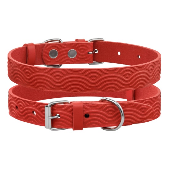 Нашийник для Собак Шкіряний Barksi BronzeDog Classic з тисненням Червоний