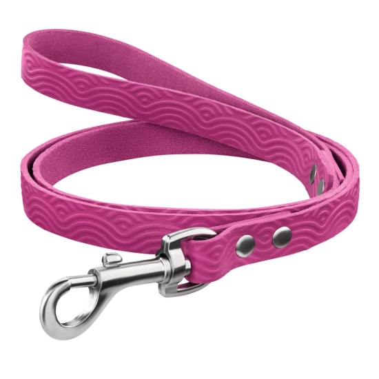 Поводок для Собак Кожаный Barksi BronzeDog Classic с тиснением Розовый