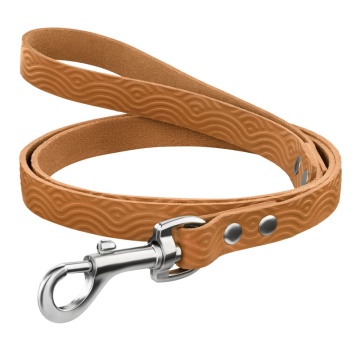 Поводок для Собак Кожаный Barksi BronzeDog Classic с тиснением Горчичный