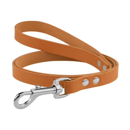 Поводок для Собак Кожаный Barksi BronzeDog Classic с Хромированной Фурнитурой Горчичный