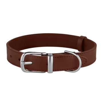 Нашийник для Собак Шкіряний Barksi BronzeDog Classic з Хромованою Фурнітурою Коричневий