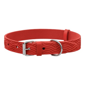 Нашийник для Собак Шкіряний Barksi BronzeDog Classic з тисненням Червоний