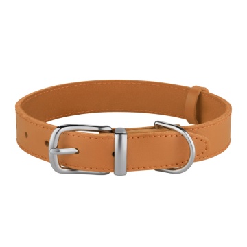 Нашийник для Собак Шкіряний Barksi BronzeDog Classic з Хромованою Фурнітурою Гірчичний