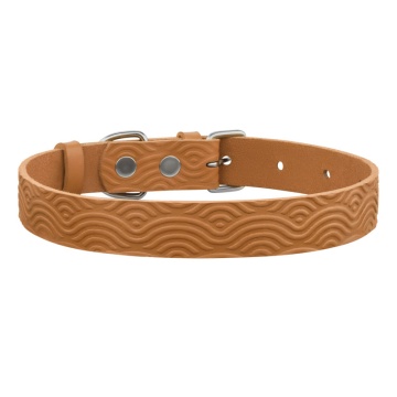 Нашийник для Собак Шкіряний Barksi BronzeDog Classic з тисненням Гірчичний