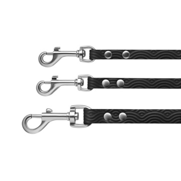 Поводок для Собак Кожаный Barksi BronzeDog Classic с тиснением Черный