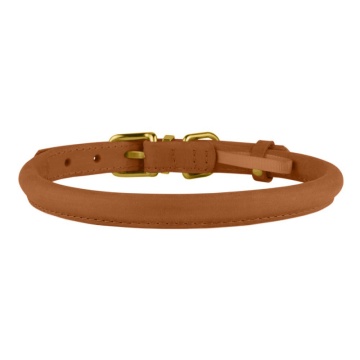 Нашийник для собак круглий шкіряний BronzeDog Crazy тауні