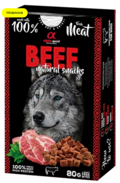ALPHA SPIRIT Beef Natural Snacks Напіввологі ласощі для дорослих собак всіх порід з яловичиною