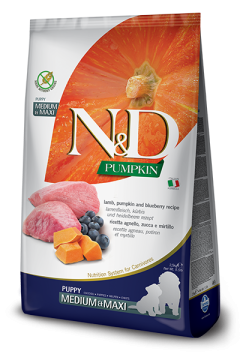 Farmina N&D Grain Free Pumpkin Dog Lamb & Blueberry Puppy Medium & Maxi