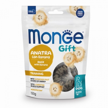 Лакомство Monge Gift Dog Training для собак, повышение активности, утка с бананом