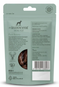 Ласощі для собак The Innocent Hound Ковбаски з Оленини з Яблучком