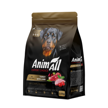 Полнорационный сухой корм AnimAll для взрослых собак больших пород со свежей индейкой и ягненком