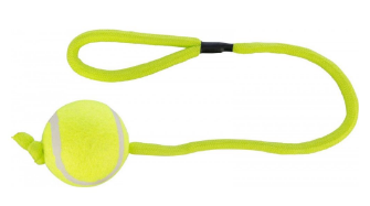 Игрушка Trixie для собак Мяч теннисный на веревке с ручкой 