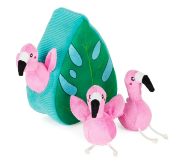 Іграшка для собак Рожеві фламінго на листочку Zippy Burrow® – Flamingos in Monstera ZippyPaws