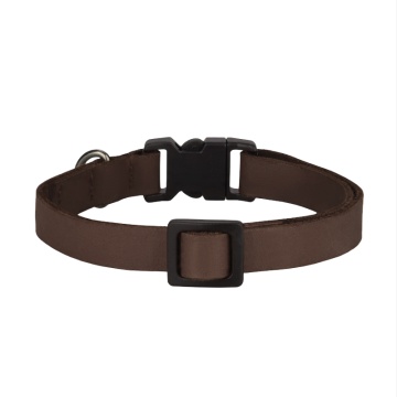Ошейник кожаный плоский BronzeDog Crazy для Кошек с колокольчиком Коричневый