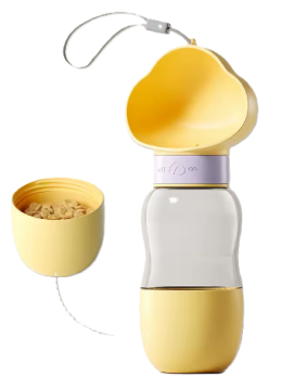 PetSummer Bottle Портативная поилка для собак и кошек с функцией кормушки, Желтая
