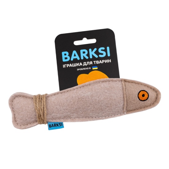 Іграшка для Котів Barksi Фетр Рибка з мотузкою
