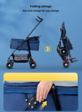 Коляска для котів і собак Bestopet Grey 3 in1 зі знімною переноскою