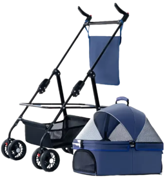 Коляска для котів і собак Bestopet Blue 3 in1 зі знімною переноскою