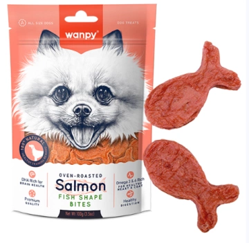 Ласощі для собак Wanpy Salmon Fish Shape Bites ШМАТОЧКИ ЛОСОСЯ, РИБКИ