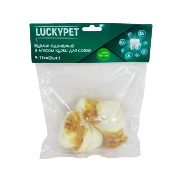 Вузлик одинарний №3 + м'ясо курки, 9-12см, 10шт/уп, Lucky Pet