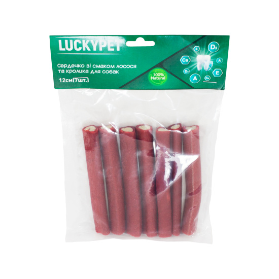 Сердечко зі смаком лосося та кролика для собак 12 см 3 т/уп,ш Lucky Pet