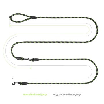 Поводок для Собак Barksi светоотражающий "Свободные руки" Салатовый