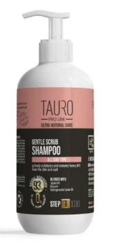 Деликатный шампунь-скраб для шерсти и кожи собак и кошек TAURO PRO LINE Ultra Natural Care Gentle Scrub Shampoo