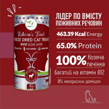 Ласощі для котів з козячою печінкою PawFect - Dried Goat Liver Treats