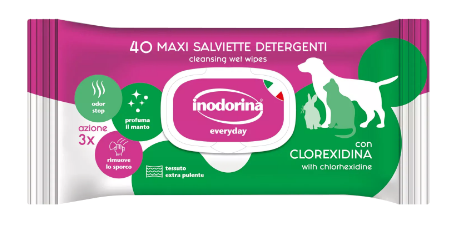 Влажные салфетки для кошек и собак Inodorina Everyday Clorexidina с хлоргексидином и морским ароматом