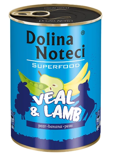 Консерва Dolina Noteci Superfood для собак с телятиной и бараниной