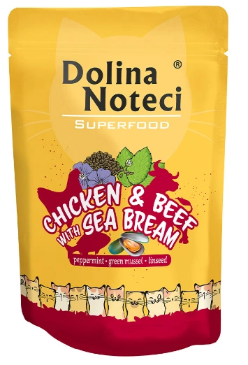 Пауч Dolina Noteci Superfood для кошек с курятиной, говядиной и дорадо