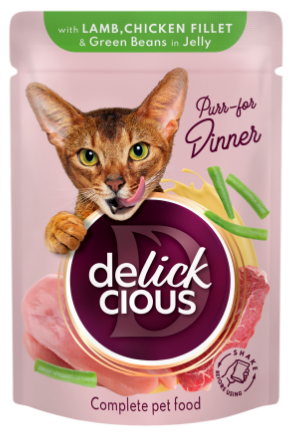 Delickcious Шматочки з ягнятиною, курячим філе і квасолею спаржевою в желе