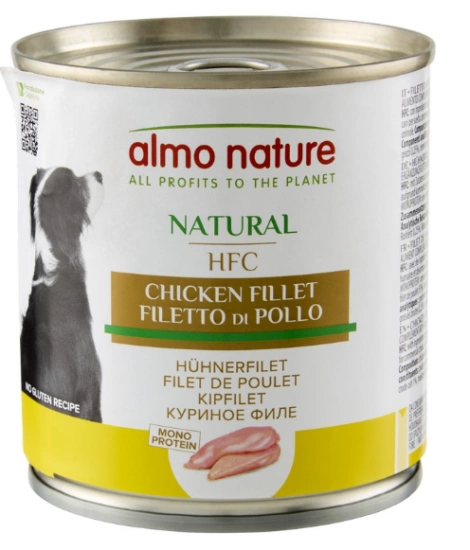 Almo Natur HFC Dog Natural, консервы с куриным филе для собак