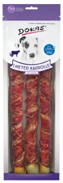 Лакомство для собак Dokas Жевательная говяжья кожа с уткой  