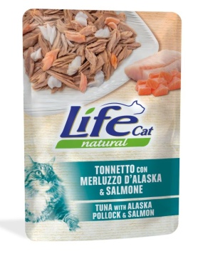 LifeCat Тунець з тріскою та лососем в желе для котів пауч