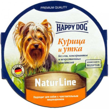 Happy Dog NaturLine Паштет з куркою та качкою