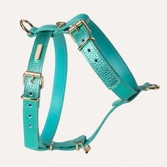 Шкіряна шлея BranniPets - Metal Turquoise