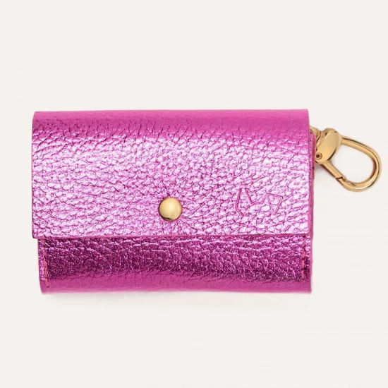 Кожаная сумочка для пакетов для уборки BranniPets - Portabolsas Metal Fucsia