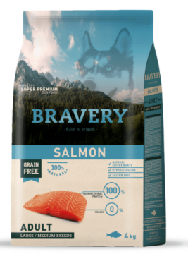Сухий корм для собак cередніх та великих порід BRAVERY Salmon Large/Medium Adult з лососем