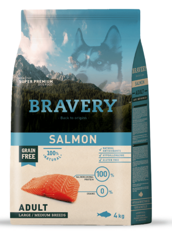 Сухий корм для собак cередніх та великих порід BRAVERY Salmon Large/Medium Adult з лососем