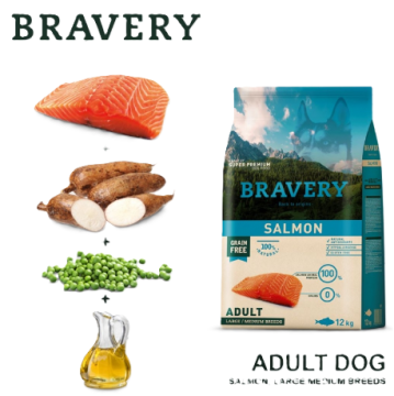 Сухий корм для собак cередніх та великих порід BRAVERY Salmon Large/Medium Adult з лососем