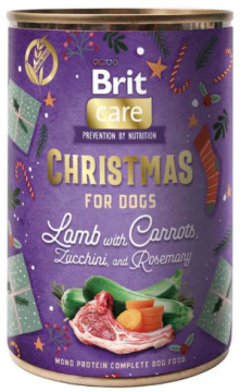 Вологий корм для собак Brit Mono Protein Christmas Lamb різдвяна вечеря з ягням, морквою, цукіні та розмарином